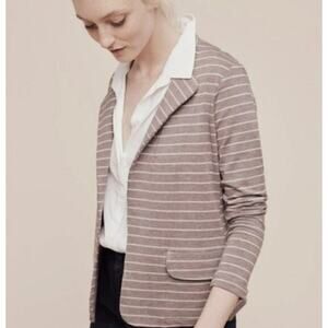 Anthopologie Dolan Tan Brown Stripe Open Cardigan Sweater Blazer M Academia Prep